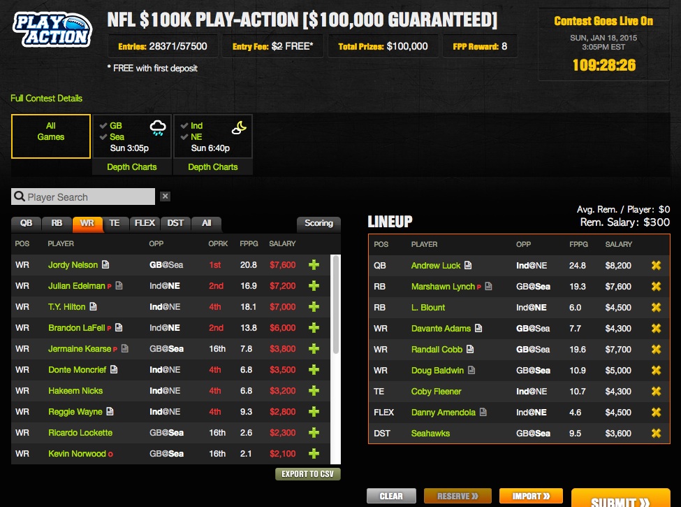 DraftKings NFL Contests Open For Registration