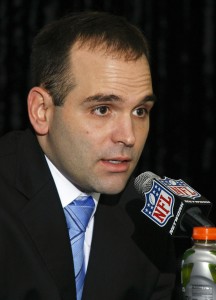 Jan 18, 2013; Jacksonville FL, USA; Jacksonville Jaguars new general manager Dave Caldwell speaks at a press conference at EverBank Field. Mandatory Credit: Phil Sears-USA TODAY Sports