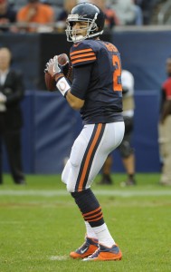 Oct 2, 2016; Chicago, IL, USA; Chicago Bears quarterback Brian Hoyer (2) against Detroit Lions at Soldier Field. Mandatory Credit: Matt Marton-USA TODAY Sports