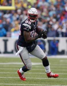 Oct 30, 2016; Orchard Park, NY, USA; New England Patriots tight end Martellus Bennett (88) during the game against the Buffalo Bills at New Era Field. Mandatory Credit: Kevin Hoffman-USA TODAY Sports