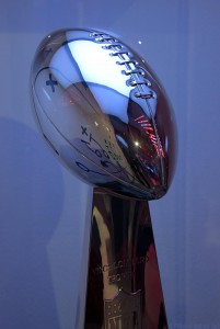 Oct 22, 2016; London, United Kingdom; General view of Super Bowl Lombardi Trophy during NFL Fan Rally at the Victoria House prior to game 16 of the NFL International Series between the New York Giants and the Los Angeles Rams. Mandatory Credit: Kirby Lee-USA TODAY Sports