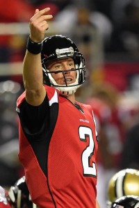 Jan 1, 2017; Atlanta, GA, USA; Atlanta Falcons quarterback Matt Ryan (2) communicates with his teammates against the New Orleans Saints during the first half at the Georgia Dome. The Falcons defeated the Saints 38-32. Mandatory Credit: Dale Zanine-USA TODAY Sports