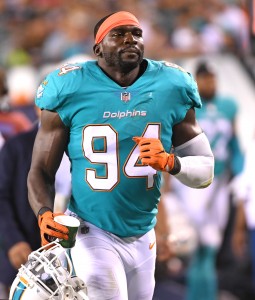 Aug 24, 2017; Philadelphia, PA, USA; Miami Dolphins linebacker Lawrence Timmons (94) runs off the field at halftime against the Philadelphia Eagles during the second half at Lincoln Financial Field. Mandatory Credit: Eric Hartline-USA TODAY Sports