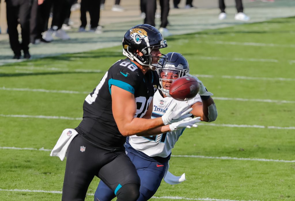 Jaguars' Tyler Eifert interrupts video call to chase down his dogs