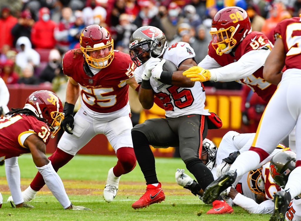 TAMPA, FL - DECEMBER 05: Tampa Bay Buccaneers Offensive Tackle Josh Wells  (72) pass blocks during th