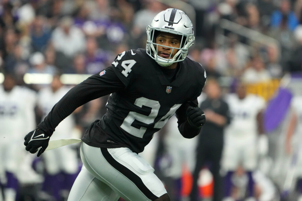 Las Vegas Raiders safety Johnathan Abram (24) during the first half of an  NFL football game against the Denver Broncos, Sunday, Oct 2, 2022, in Las  Vegas. (AP Photo/Rick Scuteri Stock Photo - Alamy