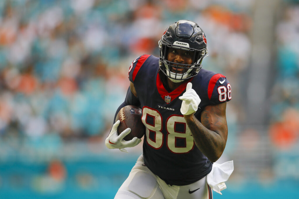 Texans' Jordan Akins dealing with high-ankle sprain