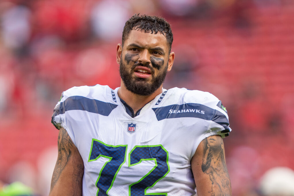 Seattle Seahawks offensive tackle Abraham Lucas (72) in action during an NFL  football game against the New Orleans Saints, Sunday, Oct. 9, 2022, in New  Orleans. (AP Photo/Tyler Kaufman Stock Photo - Alamy